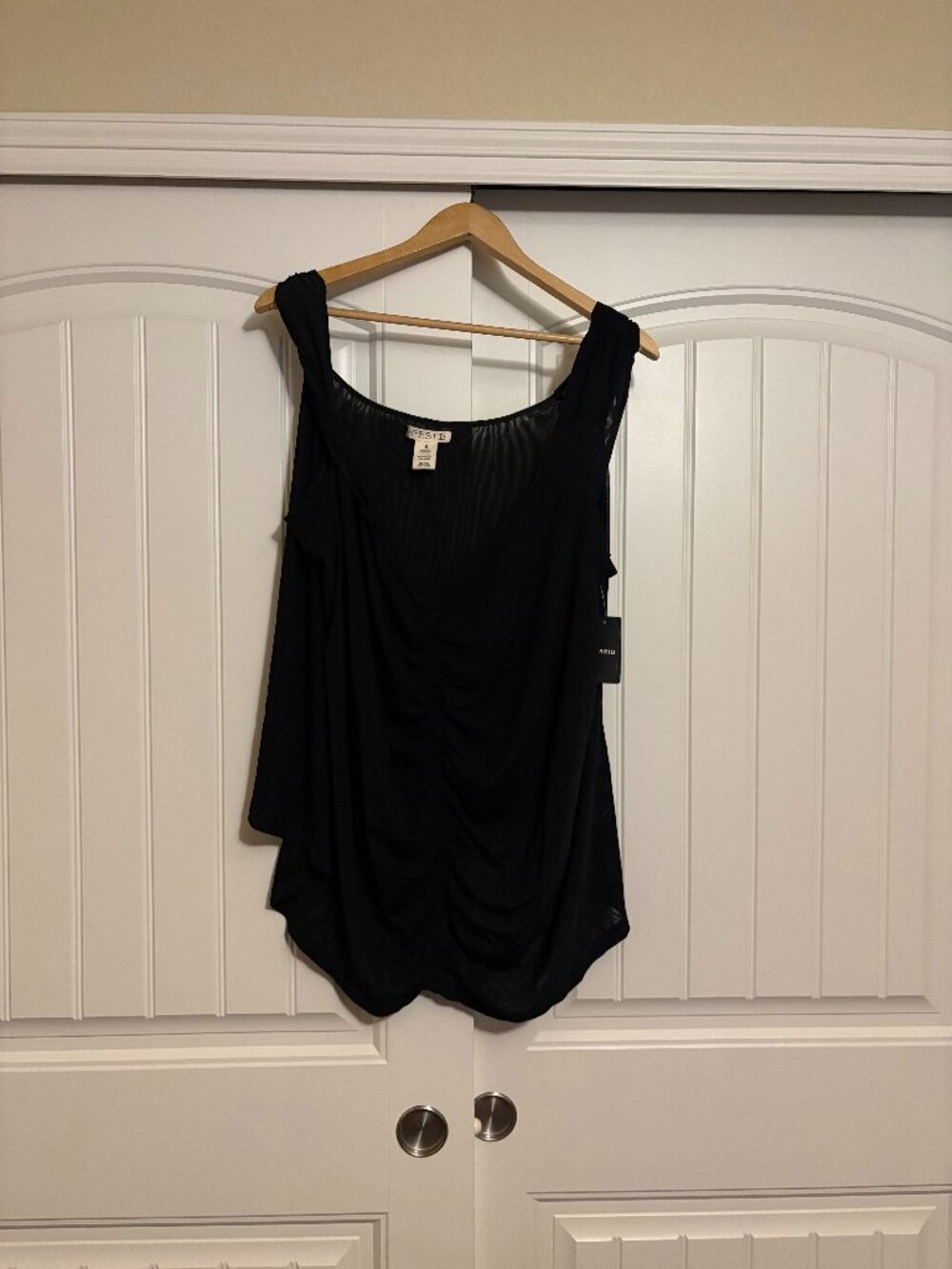 Torrid Festi Mesh Ruched Front Scoop Neck Top Torrid Size 6 US Size 6X Black NWT